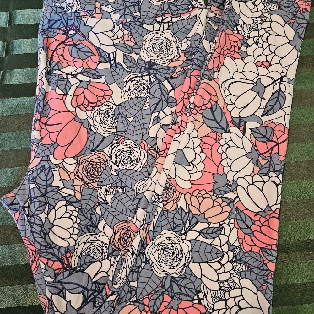 LuLaRoe Floral Leggings - Pink, Blue, White